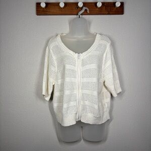 Torrid Open Knit Zip Up Short Sleeve Sweater Top Womens Size 2